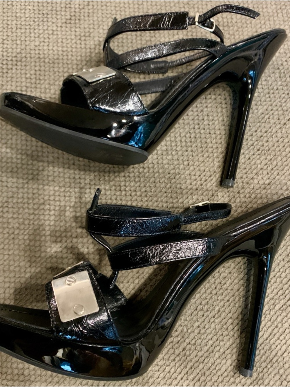 Vintage Casadei Black Paten Leather Platform Heel
